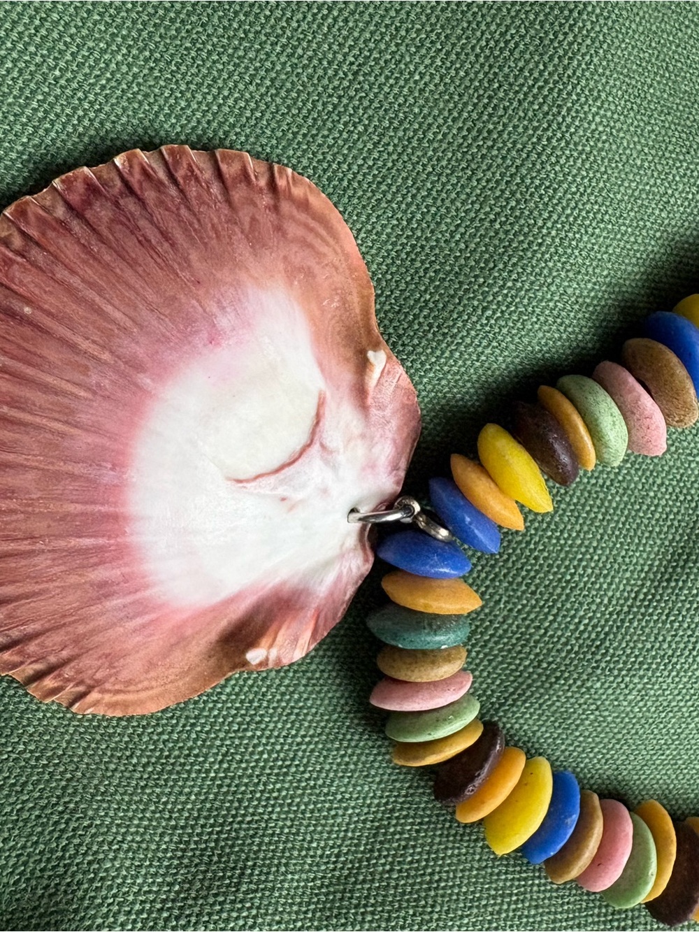Multicolor Bead Necklace with Natural Shell Pendant-JULIETTA - Picture 3 of 7
